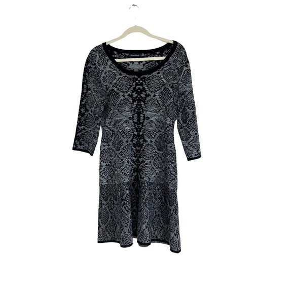 Nina Leonard Black/Gray Fit-and-Flare Sweater Dress Size L - Picture 1 of 5